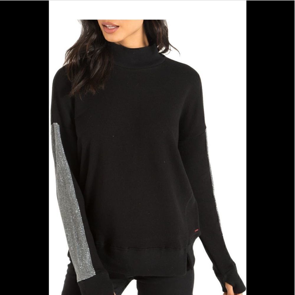 Philanthropy time sparkle sleeve stripe cotton blend sweatshirt